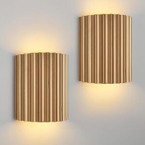 Gold Resin Modern LED Wall Sconces Wall Lighting Set of 2, Indoor Hardwired Wall